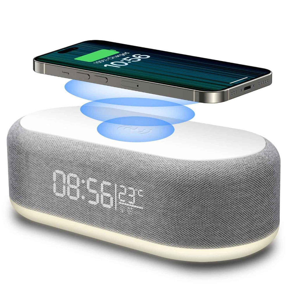 Bluetooth Speaker Digital Clock with Wireless Phone Charger - Temperature Display