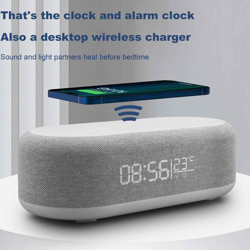 Bluetooth Speaker Digital Clock with Wireless Phone Charger - Temperature Display