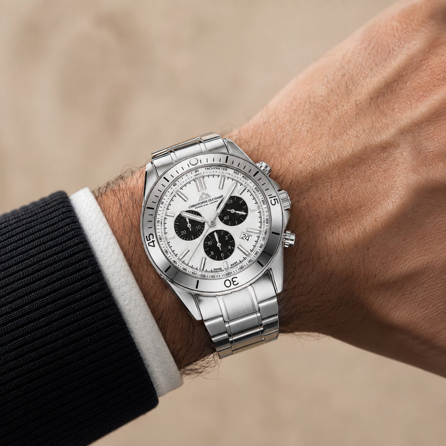 Christophe Duchamp Swiss Quartz Mens Watch in Stainless Steel - Silver_8465842_1