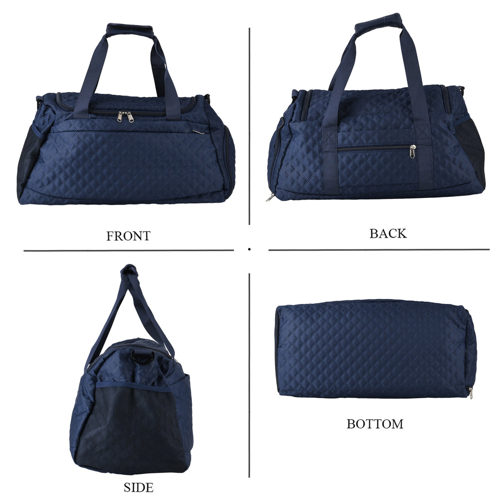 Designer Inspired - 3 Pcs Quilted Travel Bag Set - Navy_8465881_4