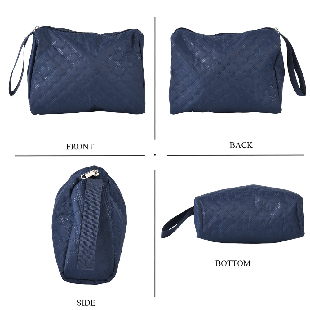 Designer Inspired - 3 Pcs Quilted Travel Bag Set - Navy_8465881_5
