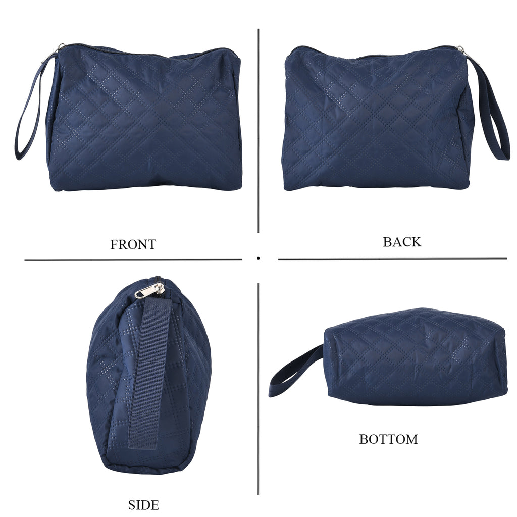 Designer Inspired - 3 Pcs Quilted Travel Bag Set - Navy_8465881_5