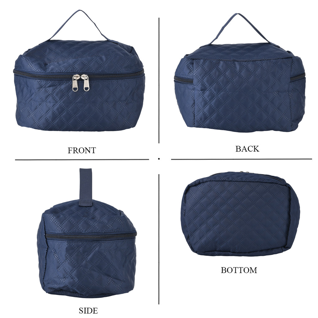 Designer Inspired - 3 Pcs Quilted Travel Bag Set - Navy_8465881_6