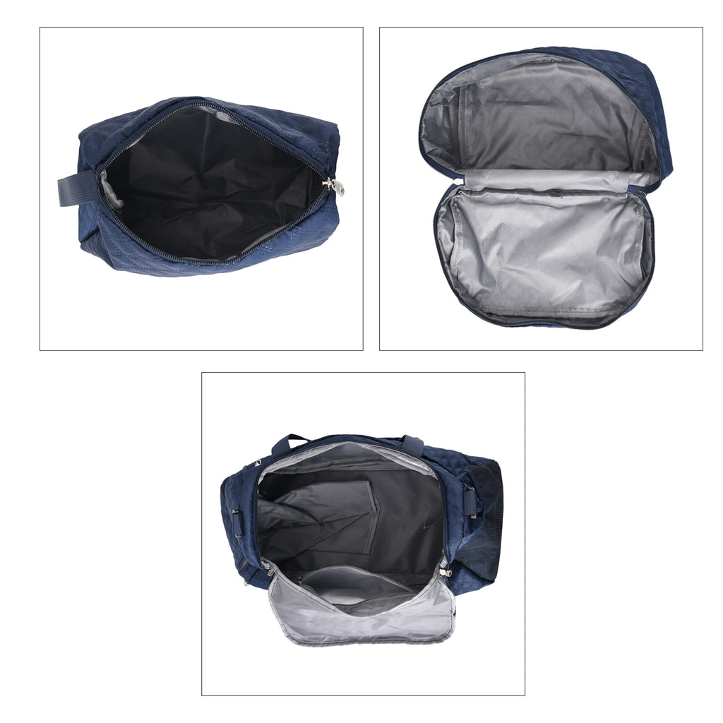 Designer Inspired - 3 Pcs Quilted Travel Bag Set - Navy_8465881_7