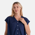& Maisi Cotton Solid Blouse (Size - Large) - Navy Blue_8466022_4