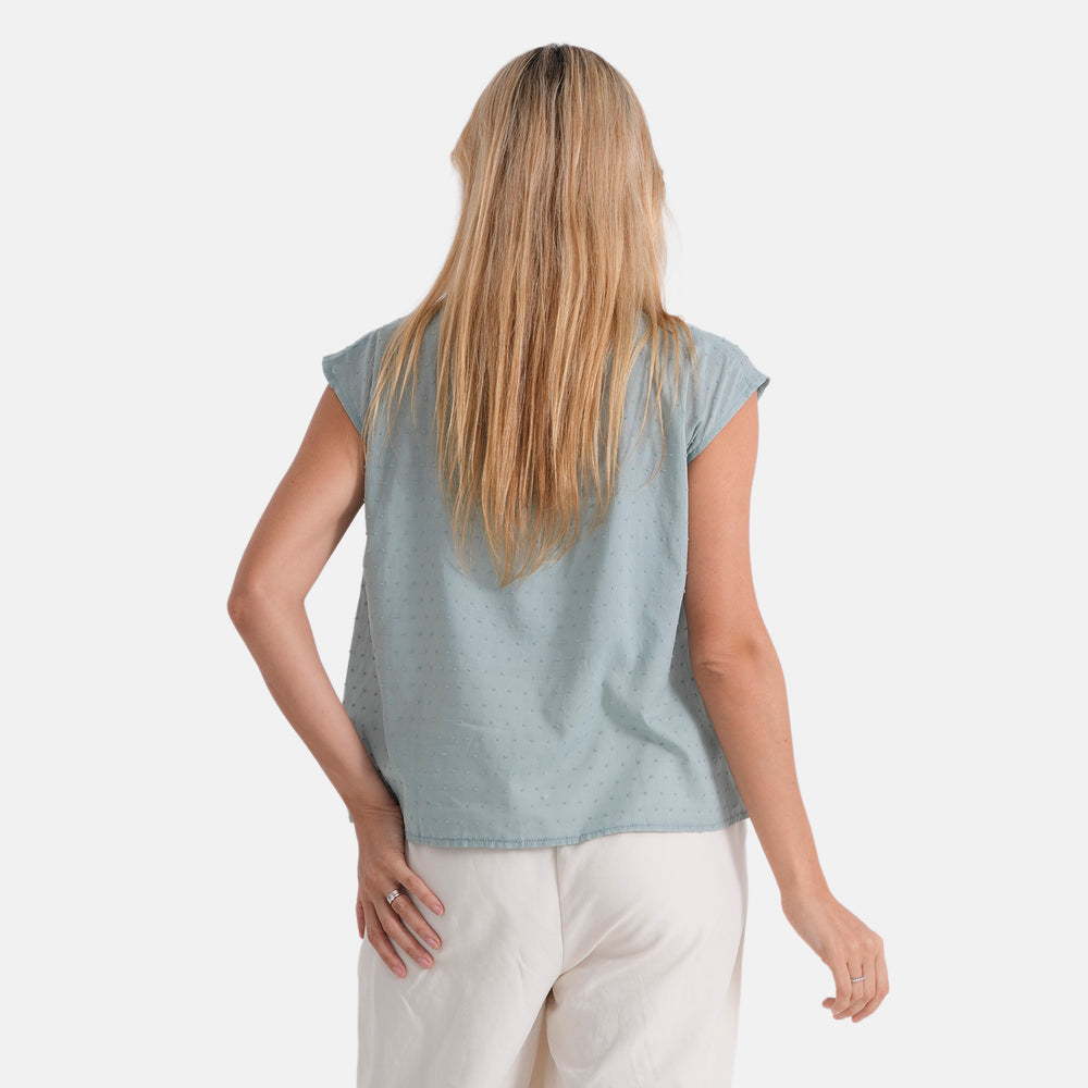 & Maisi Cotton Solid Blouse (Size - Medium) - Olive Green_8466085_2