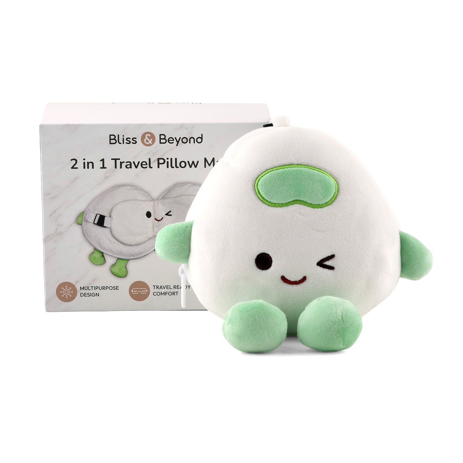 Patterned Pillow (Size 14x1 cm) - Green & White_8477240_5