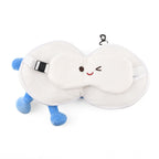 2 in 1 Kawaii Winking Round Character Cushion with Eye Shade & Adjustable Straps (20x20cm) - Blue & White_8477242_3