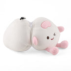 2 in 1 Kawaii Winking Round Character Cushion with Eye Shade & Adjustable Straps (20x20cm) - Pink & White_8477249_2