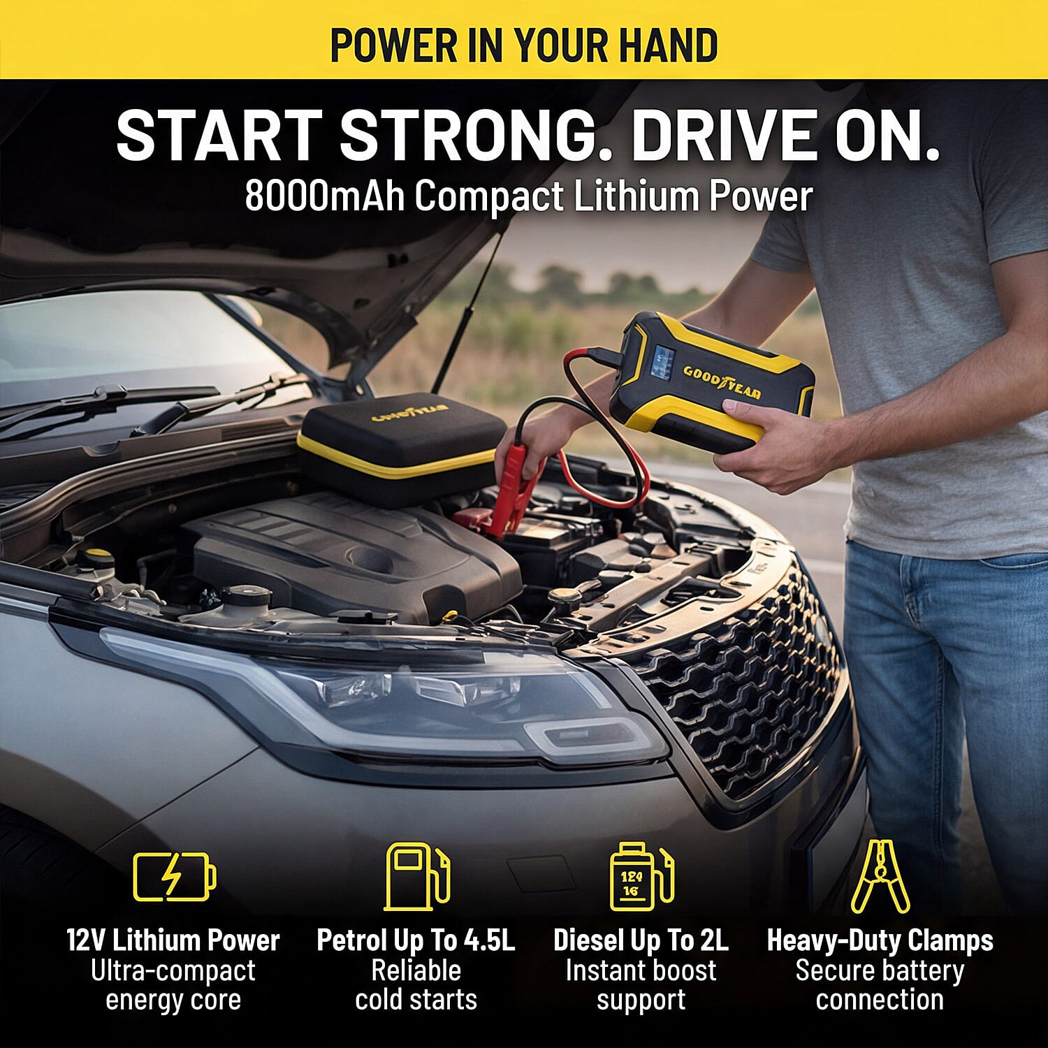 Goodyear 12V Lithium Jumpstarter - Black - Yellow