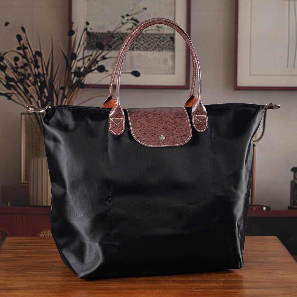 Styled By Nylon Patterned Tote Bag (Size 55x36x18 cm) - Black_8477791_1