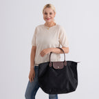 Styled By Nylon Patterned Tote Bag (Size 55x36x18 cm) - Black_8477791_2