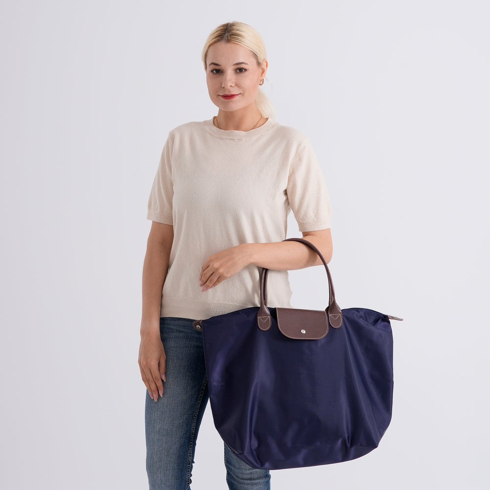Styled By Nylon Patterned Tote Bag (Size 55x36x18 cm) - Navy_8477793_2