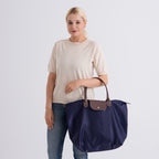 Styled By Nylon Patterned Tote Bag (Size 55x36x18 cm) - Navy_8477793_2