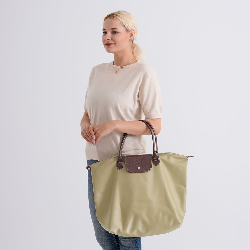 Styled By Nylon Patterned Tote Bag (Size 55x36x18 cm) - Olive_8477794_2