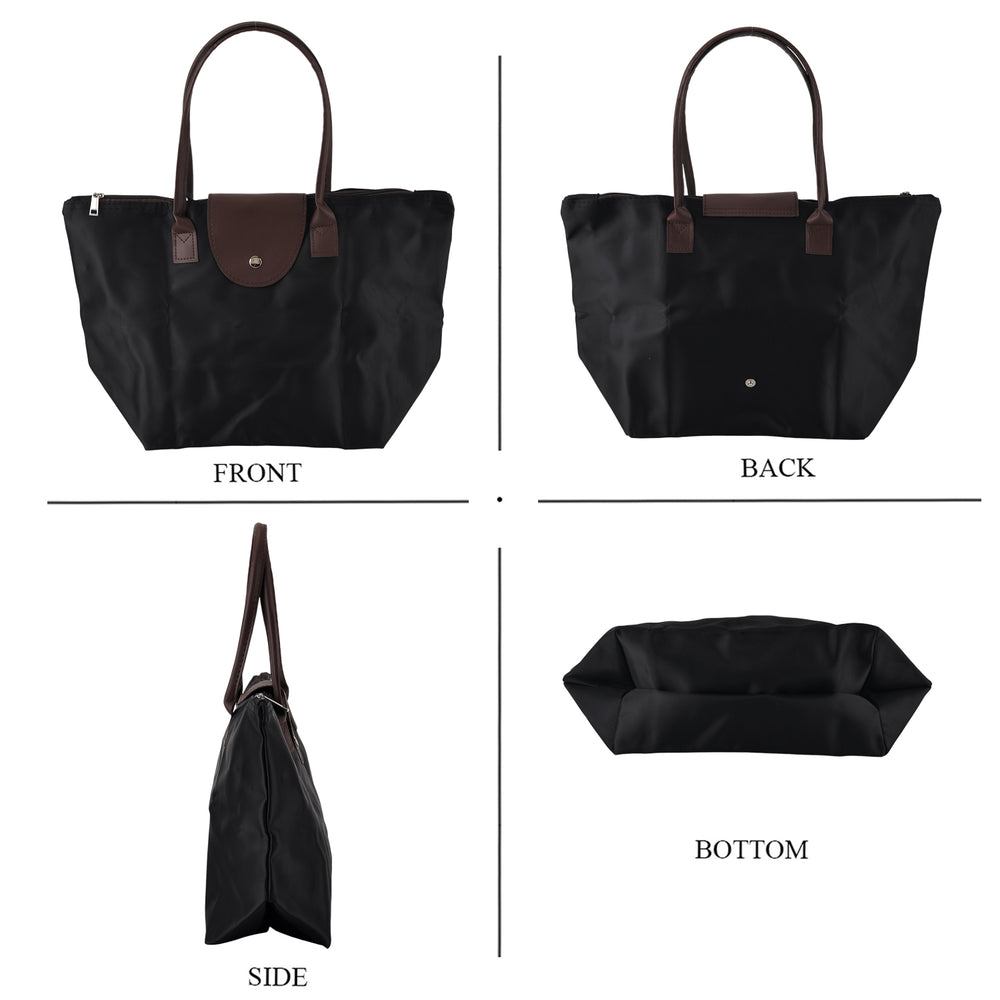 Nylon Patterned Tote Bag (Size 42x26x16 cm) - Black_8477913_4