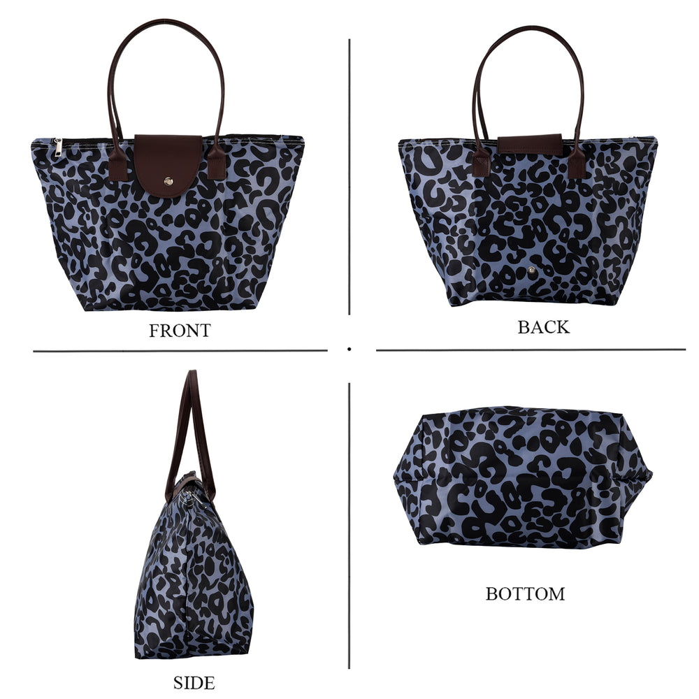 Nylon Patterned Tote Bag (Size 42x26x16 cm) - Black_8477913_6
