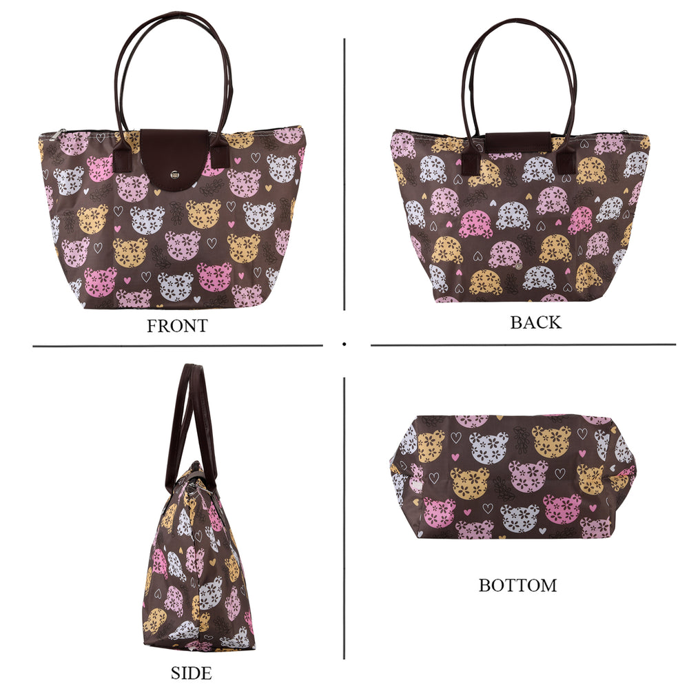 Nylon Patterned Tote Bag (Size 42x26x16 cm) - Pink_8477914_6