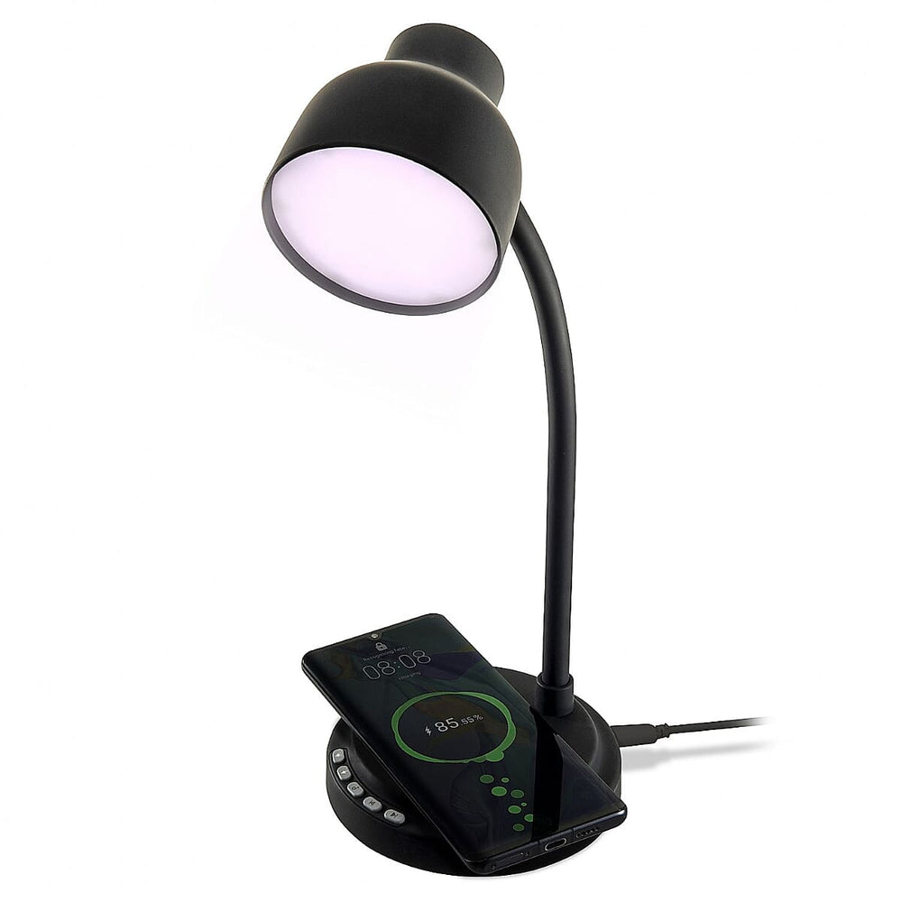 Groov-e 3-in-1 LED Desk Lamp with Wireless Speaker - Smartphone Charger - Black