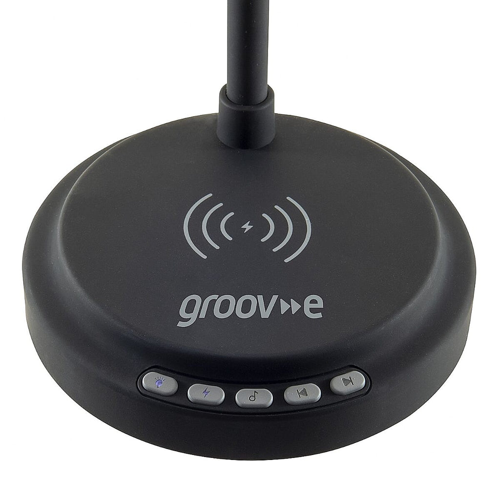 Groov-e 3-in-1 LED Desk Lamp with Wireless Speaker - Smartphone Charger - Black