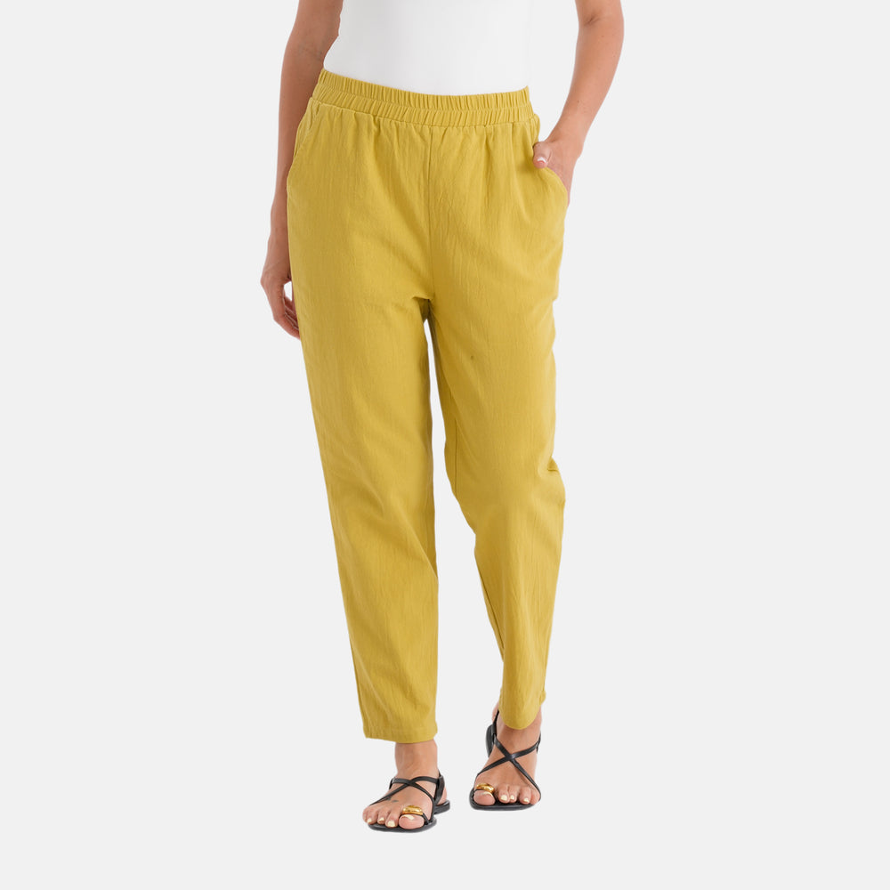 & Maisi 100% Cotton Capri Trousers (Size L) - Green_8478754
