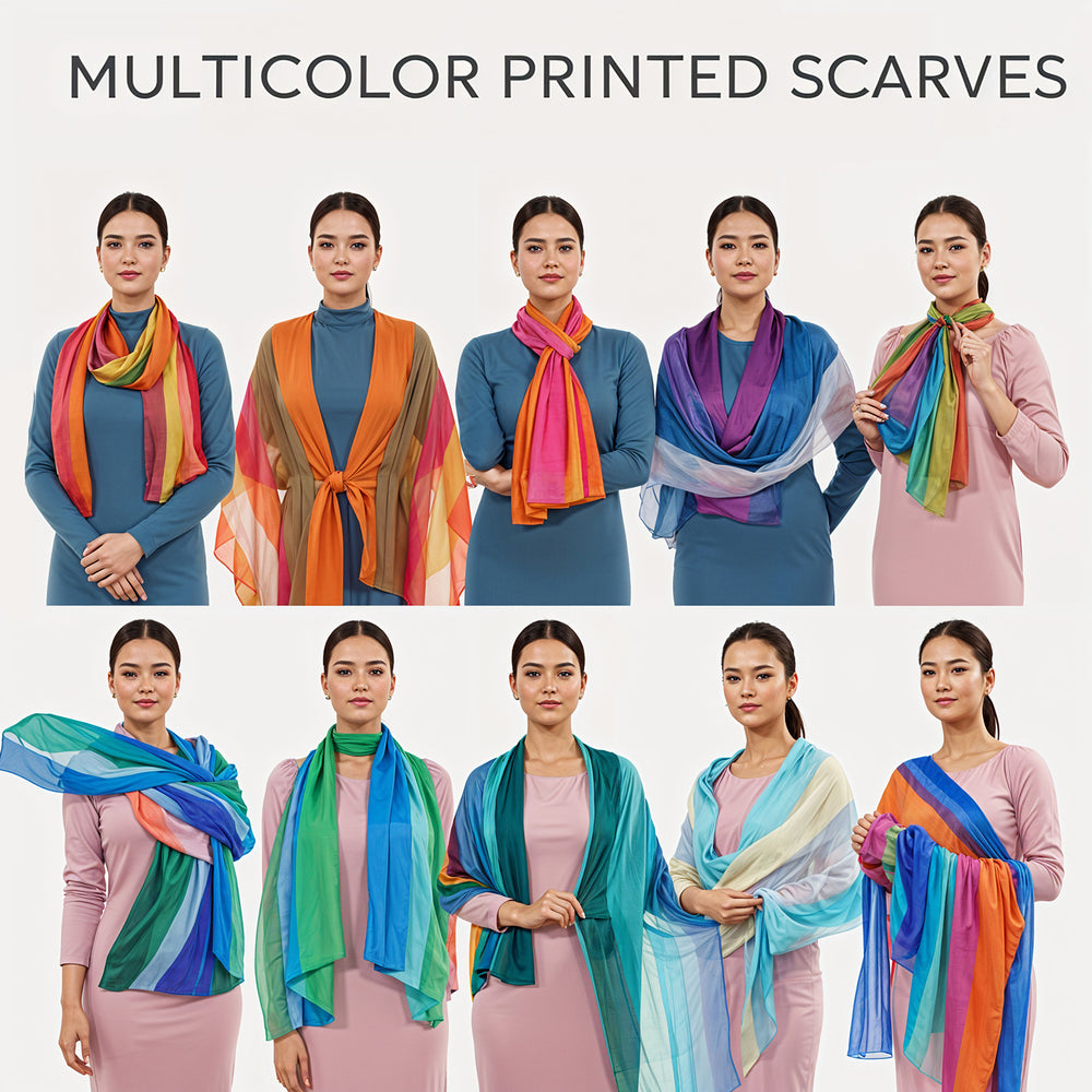 Valissiere Silk Printed Scarf (Size - One Size) - Multi Color_8479087