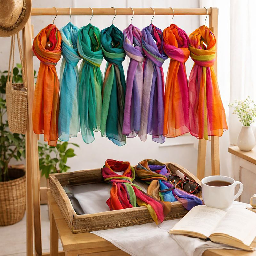 Valissiere Silk Printed Scarf (Size - One Size) - Multi Color_8479087_1