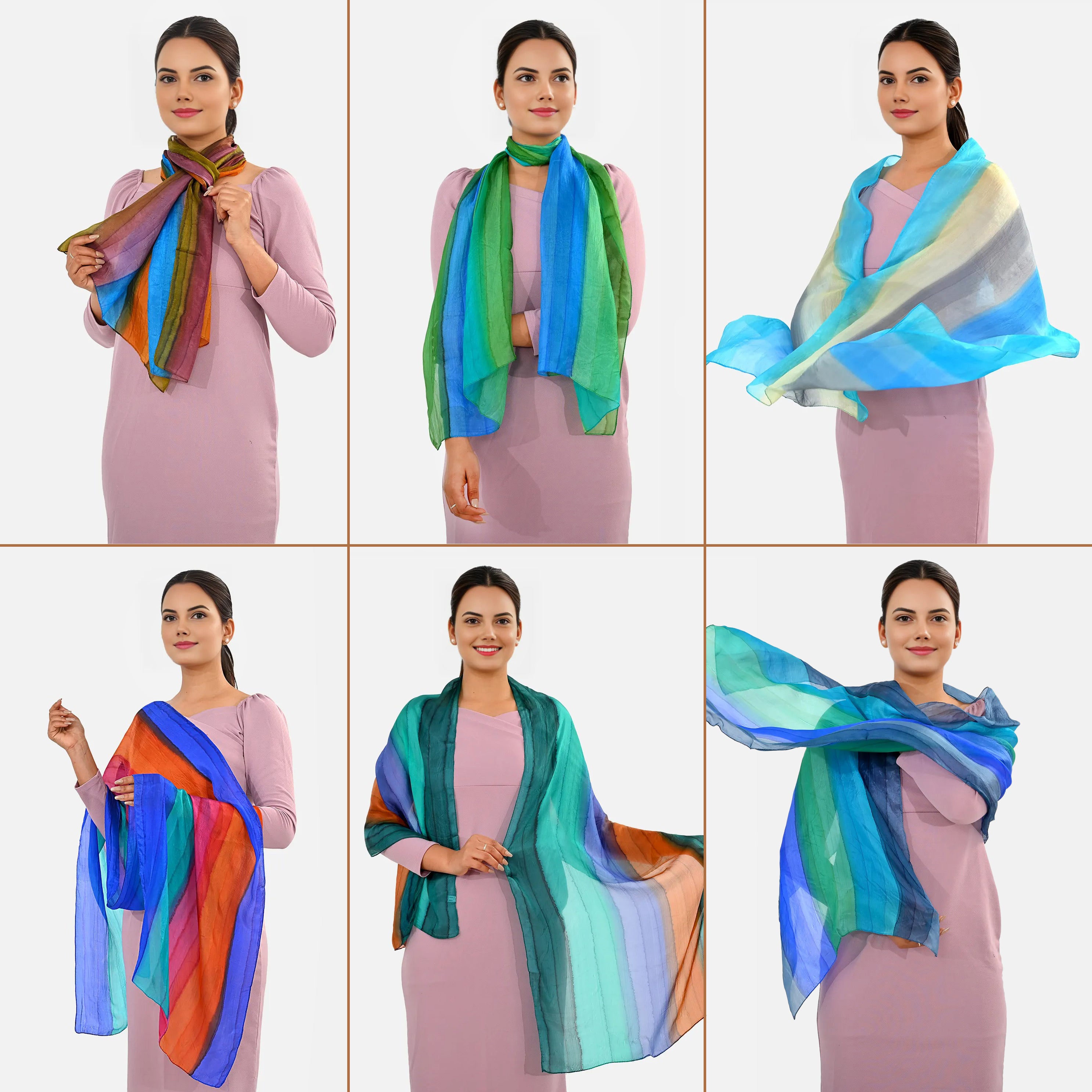Valissiere Silk Printed Scarf (Size - One Size) - Multi Color_8479087_2
