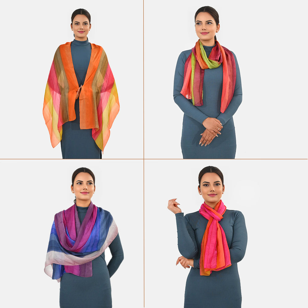 Valissiere Silk Printed Scarf (Size - One Size) - Multi Color_8479087_3