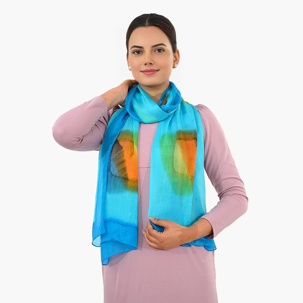 Valissiere Silk Printed Scarf (Size - One Size) - Blue