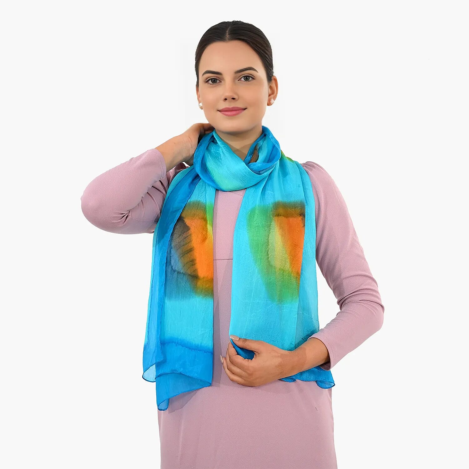 Valissiere Silk Printed Scarf (Size - One Size) - Blue