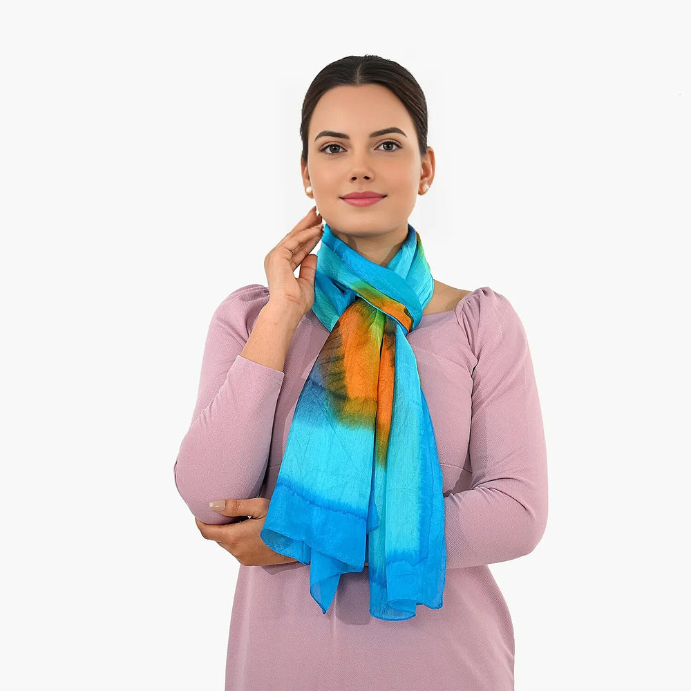 Valissiere Silk Printed Scarf (Size - One Size) - Blue