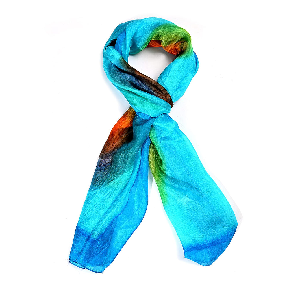 Valissiere Silk Printed Scarf (Size - One Size) - Blue