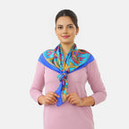 Valissiere Silk Printed Scarf (Size - One Size) - Blue_8479230_2