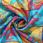 Valissiere Silk Printed Scarf (Size - One Size) - Blue_8479230_5