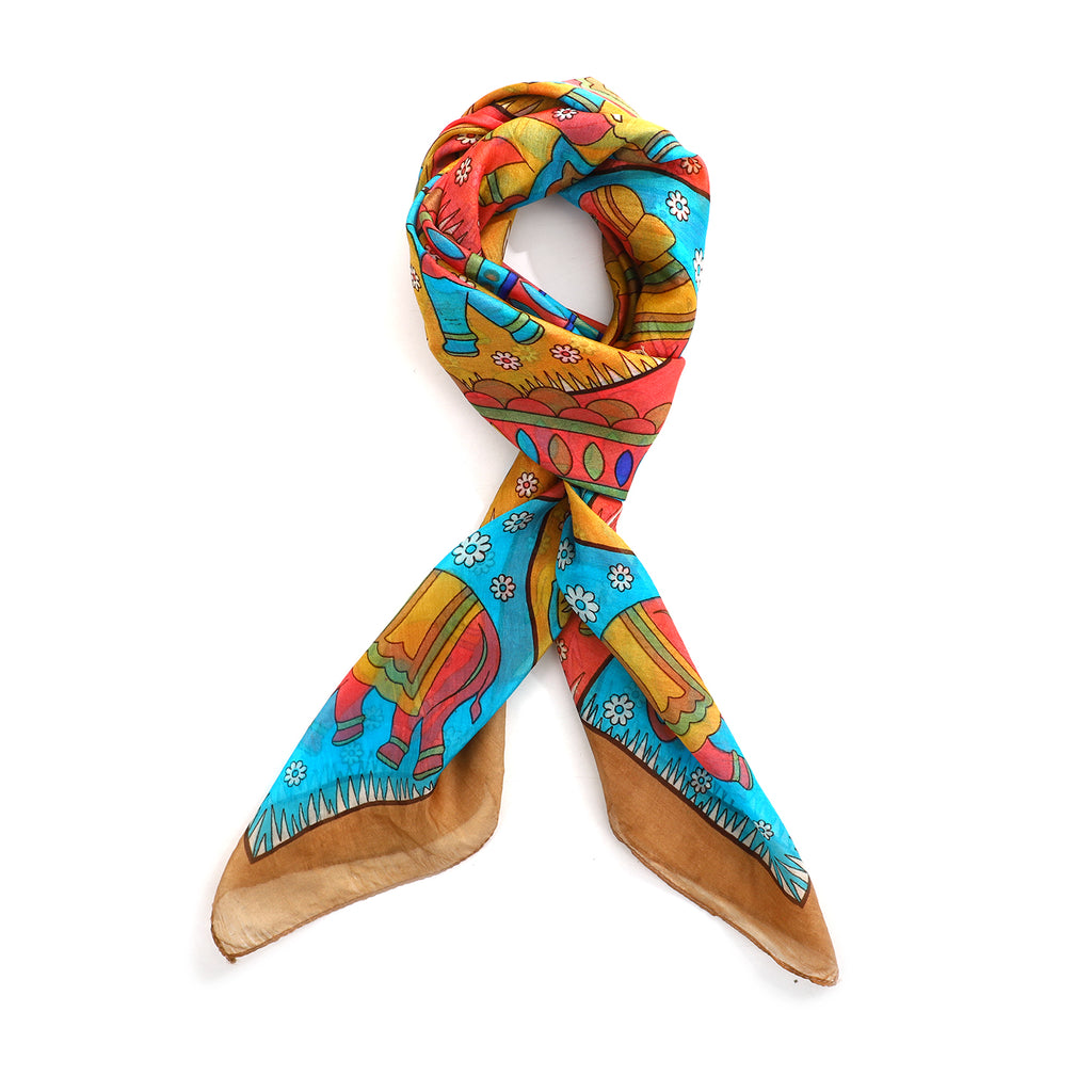 Valissiere Silk Printed Scarf (Size - One Size) - Yellow_8479231_3