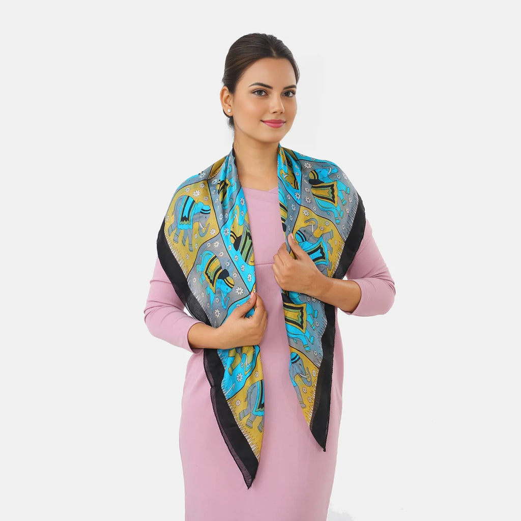 Valissiere Silk Printed Scarf (Size - One Size) - Black_8479232