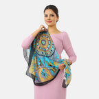 Valissiere Silk Printed Scarf (Size - One Size) - Black_8479232_1