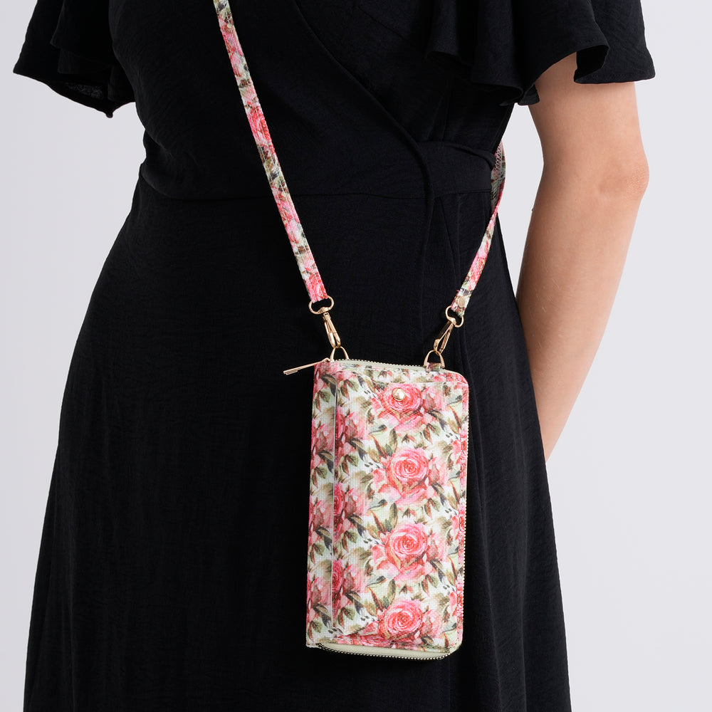 Set of 2 - Red Rose Print RFID Blocking Tote Bag & Cellphone Purse - Multicolour_8479746_3