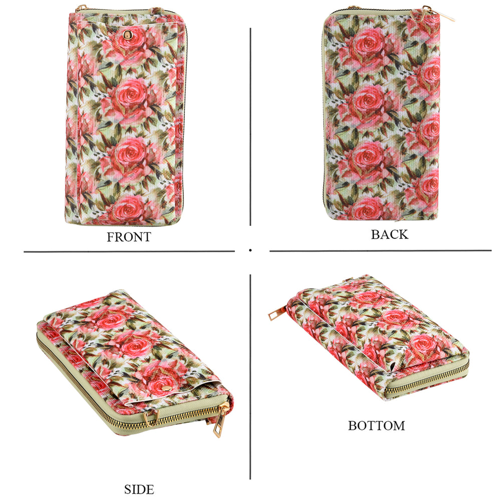 Set of 2 - Red Rose Print RFID Blocking Tote Bag & Cellphone Purse - Multicolour_8479746_7