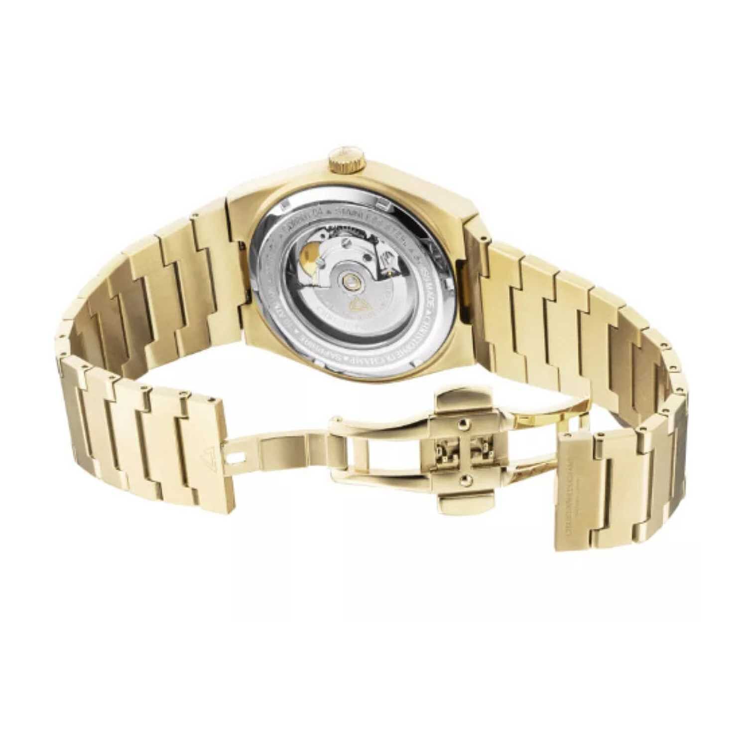 CHRISTOPHE DUCHAMP Attitude Auto Swiss Automatic 10ATM WR Black Dial - Gold Case Mens Watch with Gold Stainless Steel Strap
