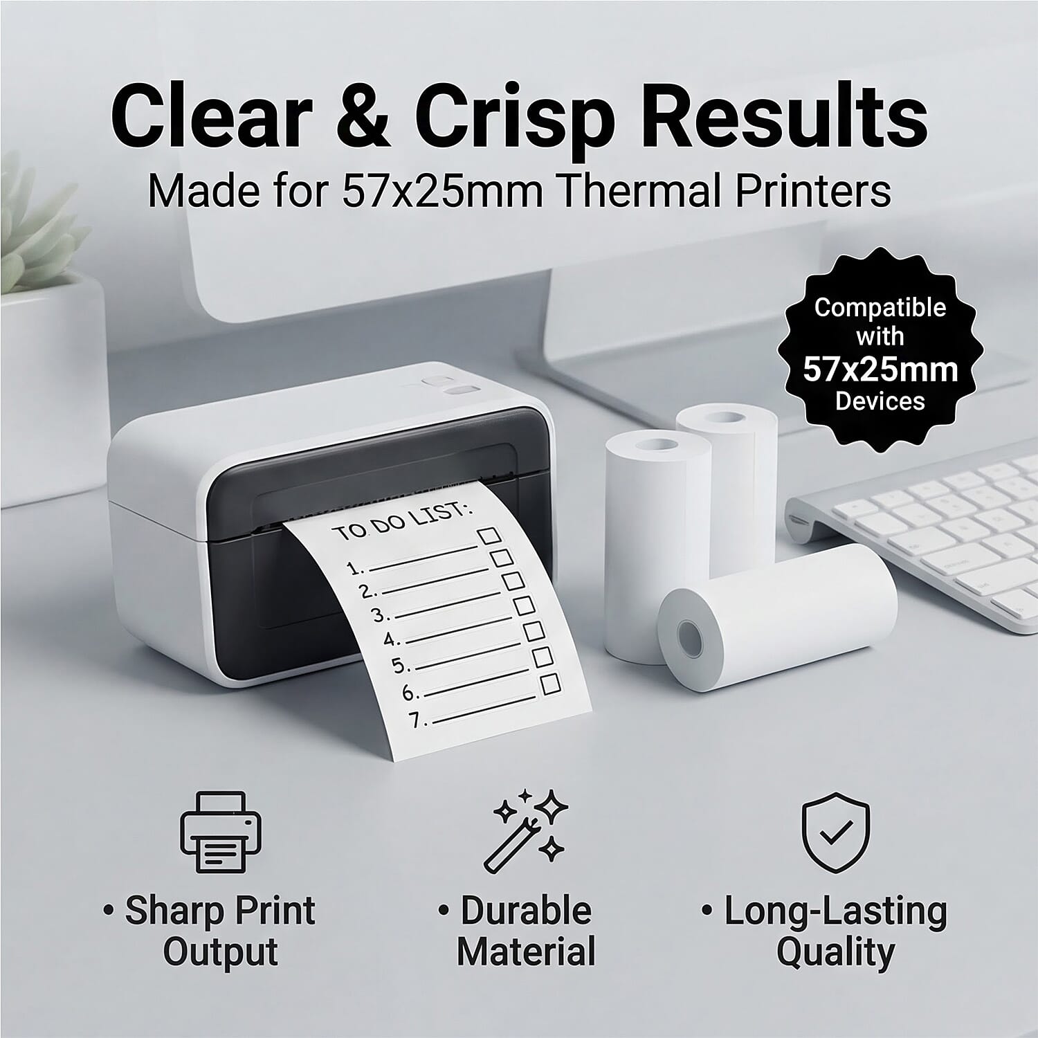 Groov-e Thermal Printer Refill Pack - 3 Rolls (57 x 25mm), Includes 1x White Paper - 2x Self-Adhesive Sticker Rolls