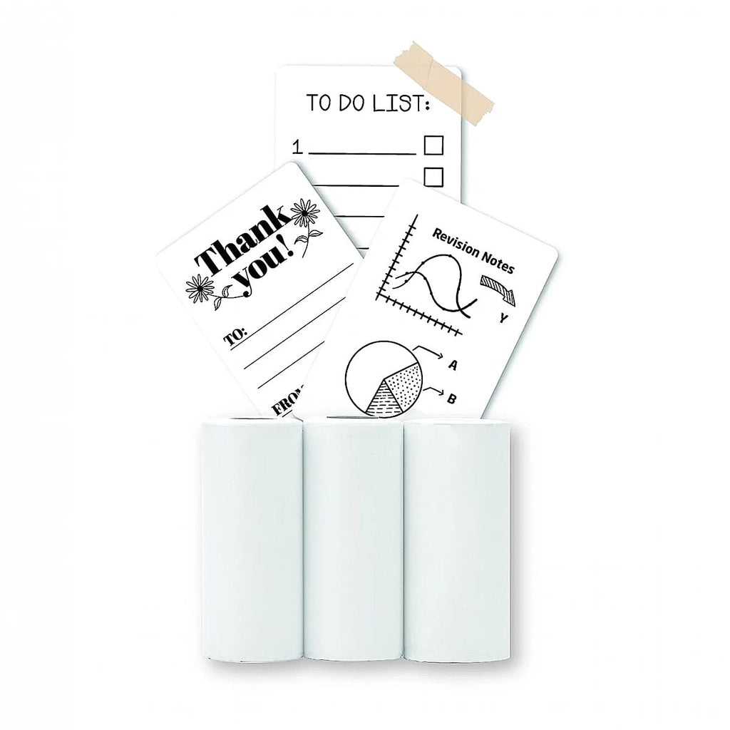 Groov-e Thermal Printer Refill Pack - 3 Rolls (57 x 25mm), Includes 1x White Paper - 2x Self-Adhesive Sticker Rolls