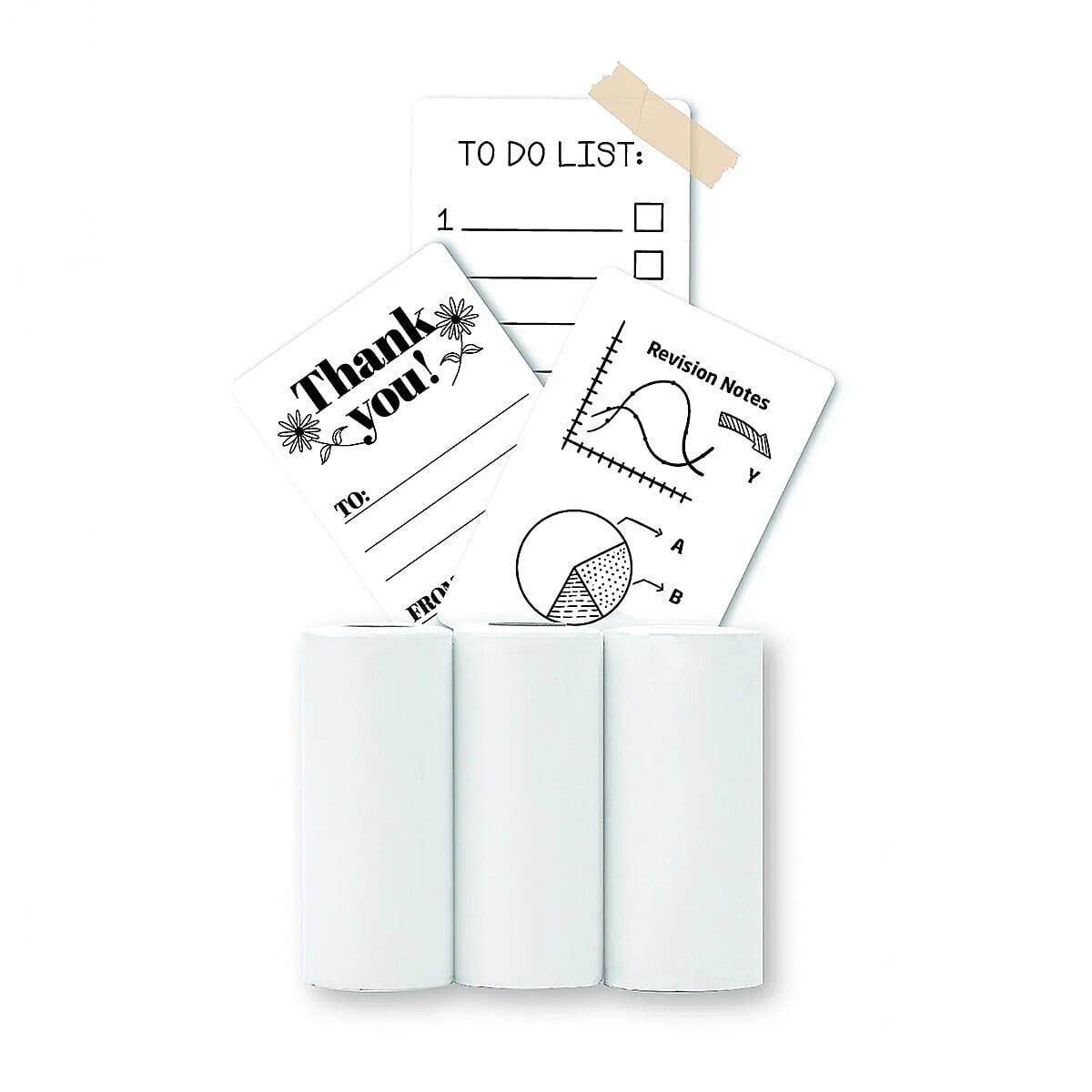 Groov-e Thermal Printer Refill Pack - 3 Rolls (57 x 25mm), Includes 1x White Paper - 2x Self-Adhesive Sticker Rolls