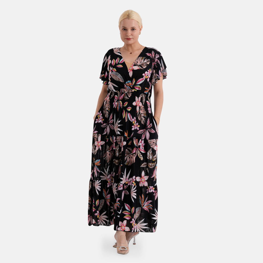 & Maisi Printed Dress (Size - One Size) - Black Pink_8480912_4
