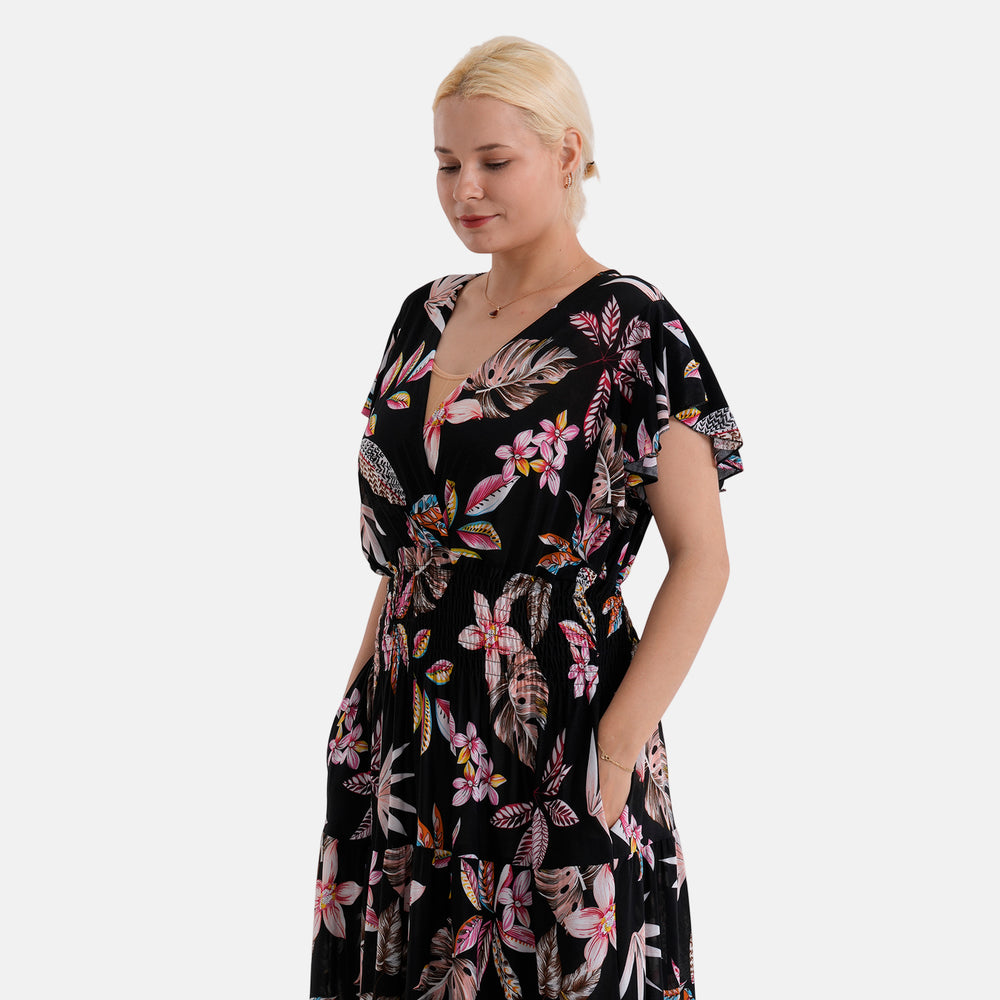& Maisi Printed Dress (Size - One Size) - Black Pink_8480912_5