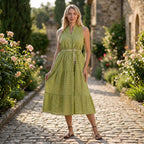 Valissiere Cotton Patterned Dress (Size - 20) - Green_8481097_1