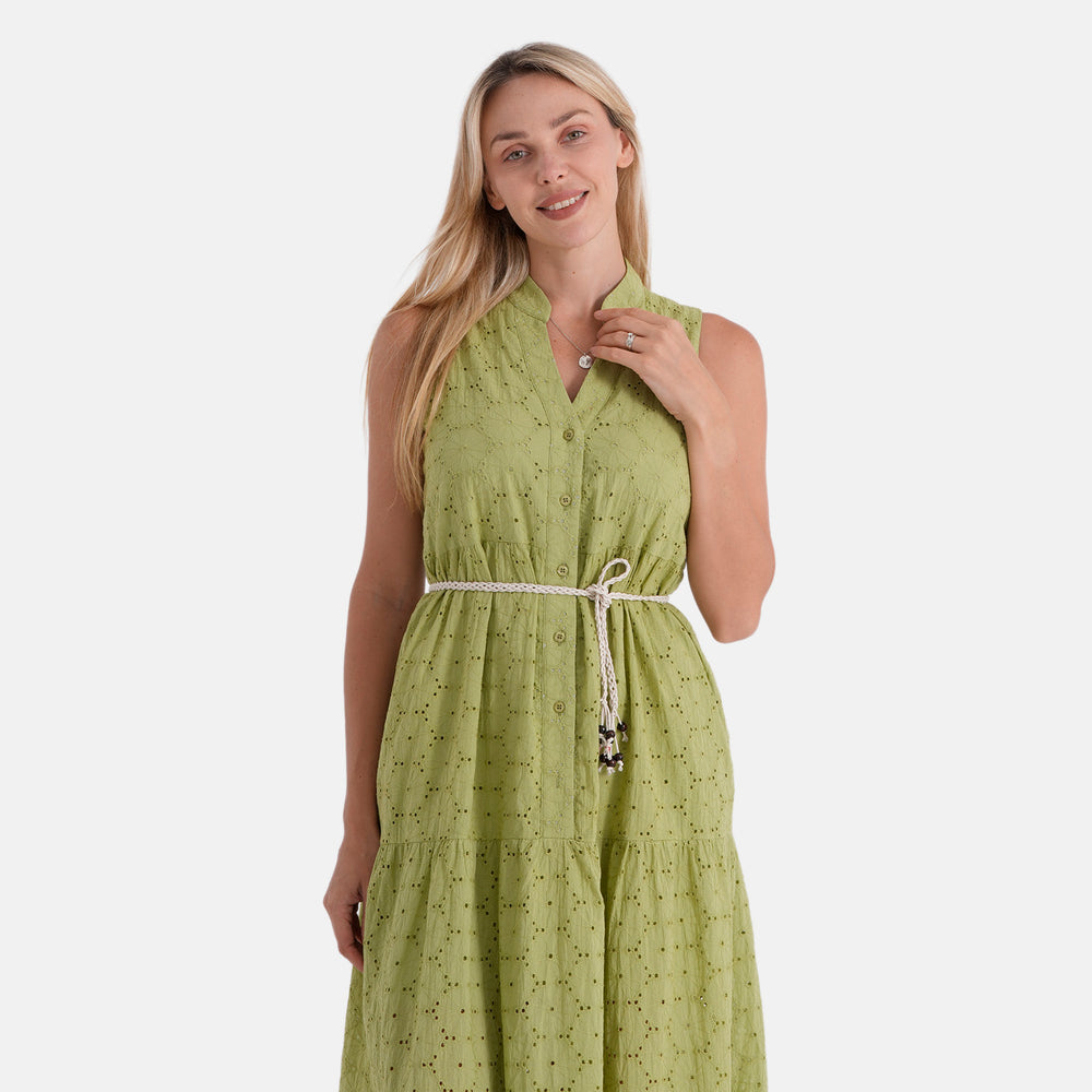 Valissiere Cotton Patterned Dress (Size - 20) - Green_8481097_5