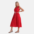 Valissiere Cotton Patterned Dress (Size - 20) - Red_8481102_3