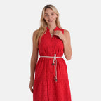 Valissiere Cotton Patterned Dress (Size - 20) - Red_8481102_5